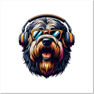 Briard as Smiling DJ in Bold Japanese Art Style Posters and Art